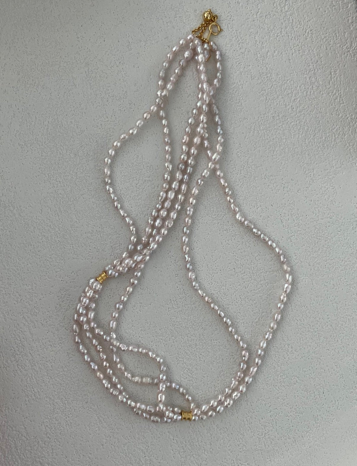 Triple-Layer Fairy Pink Pearl Necklaces Sterling Silver