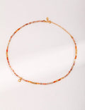 S925 Sterling Silver Autumn-Inspired Necklace | Warm Tones & Jade-Like Beads