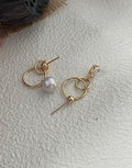 Galaxy Asymmetric Drop Earrings Sterling Silver Natural Pearl
