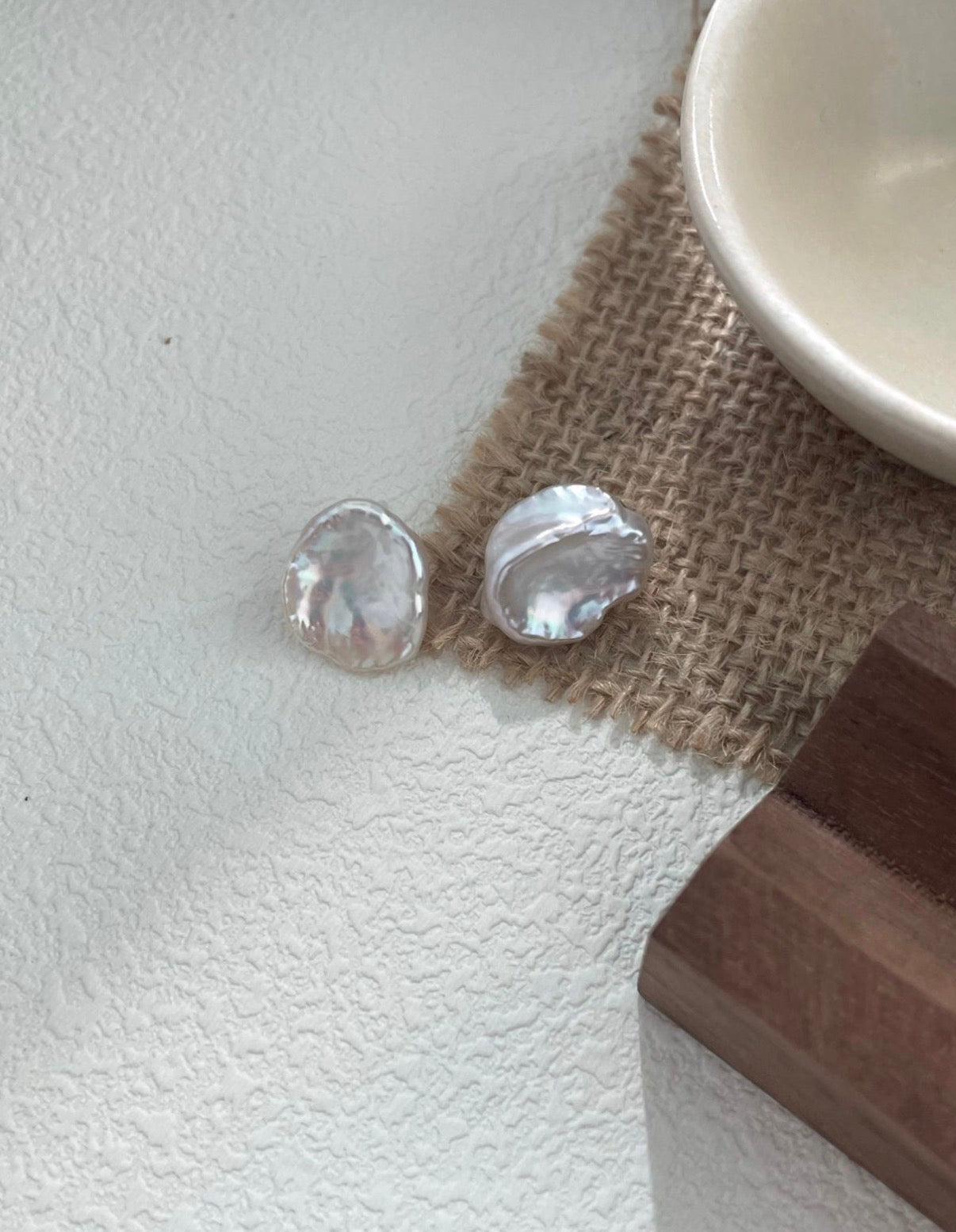 Baroque Petal Pearl Stud Earrings Sterling Silver