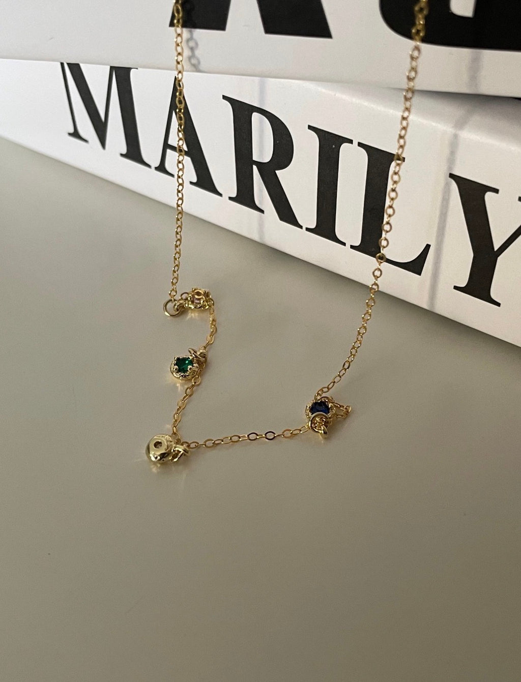 Four-Color Zircon Station Necklaces Sterling Silver
