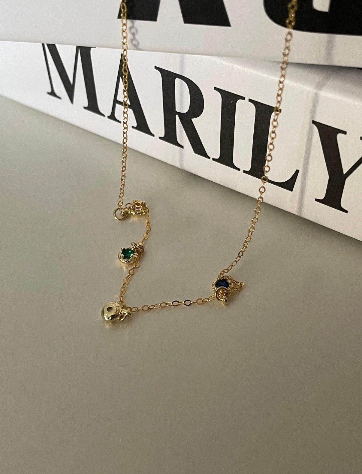 Four-Color Zircon Station Necklaces Sterling Silver