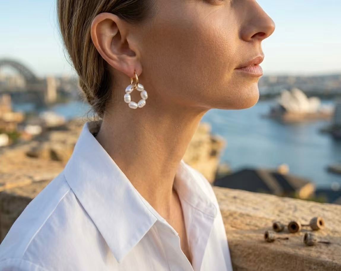 The Ethereal Wreath Freshwater Pearl Hoops