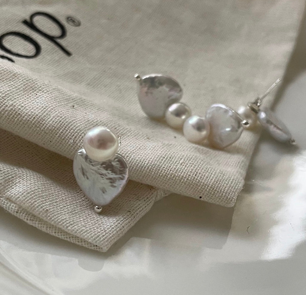 Baroque Heart & Pearl Studs