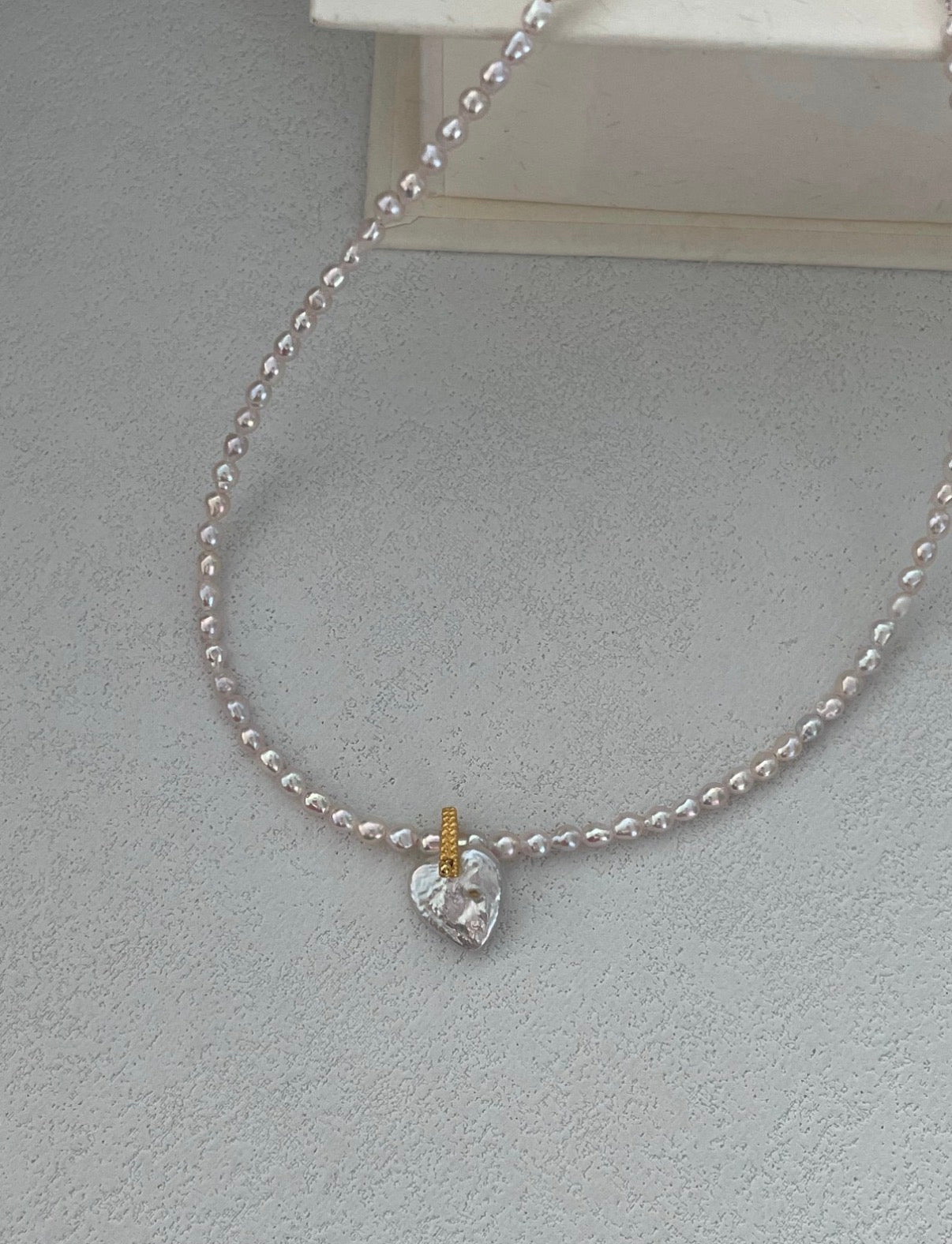 Fairy Pink Heart Pearl Necklaces Sterling Silver