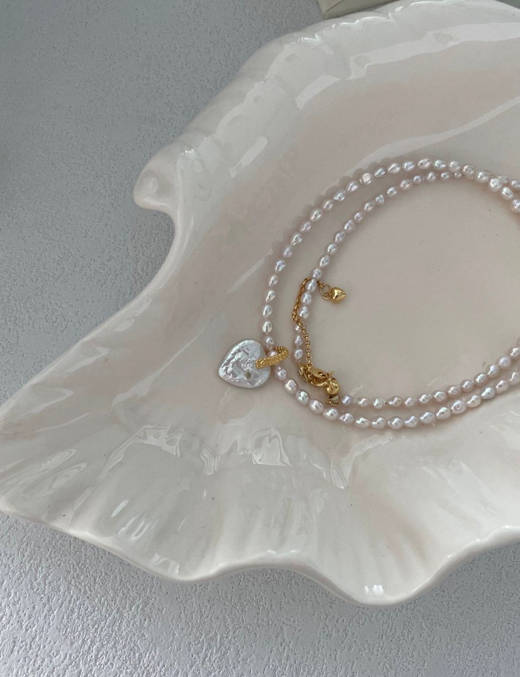 Fairy Pink Heart Pearl Necklaces Sterling Silver