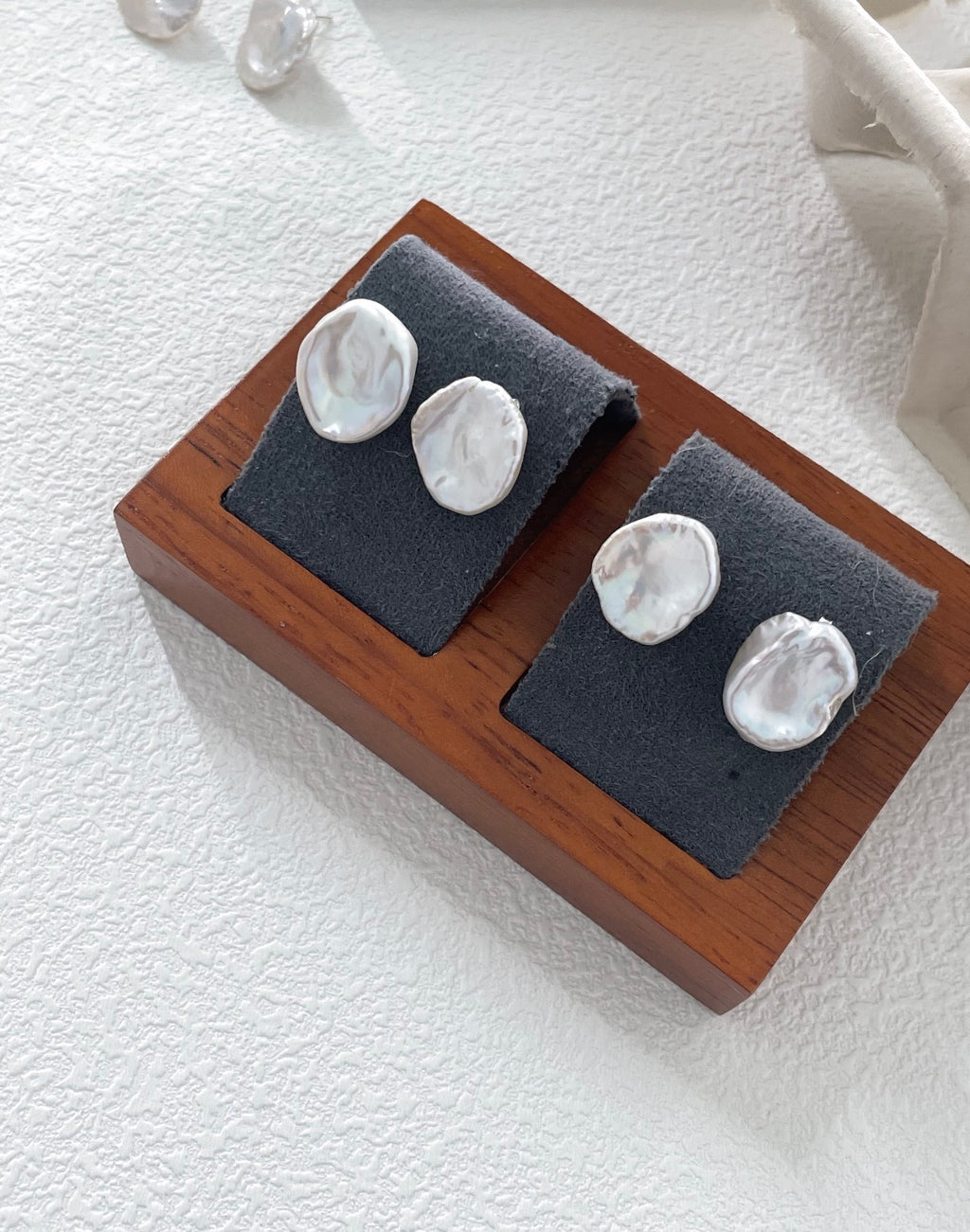 Baroque Petal Pearl Stud Earrings Sterling Silver