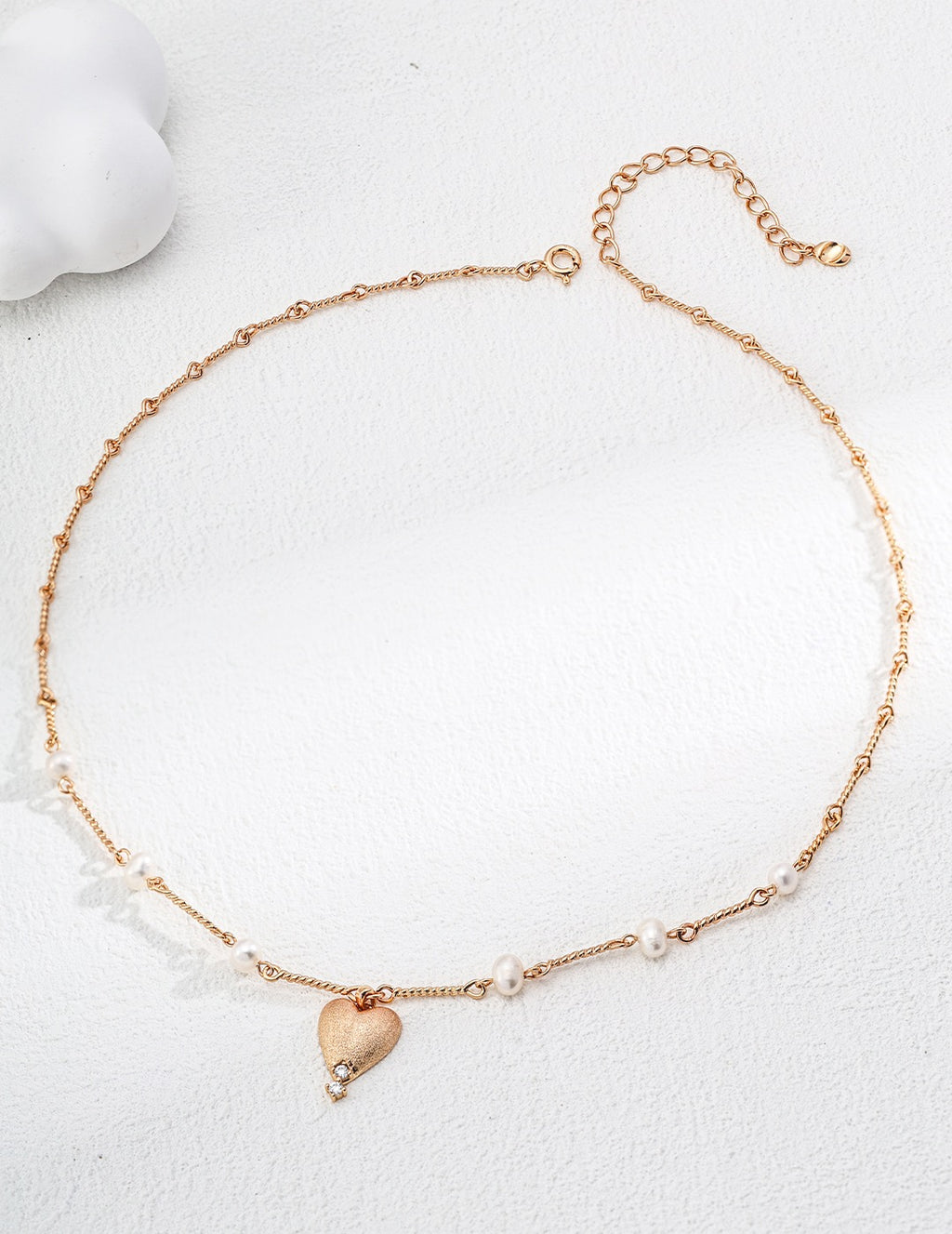 S925 Sterling Silver Minimal Pearl Heart Necklace | Elegant Matte Pendant