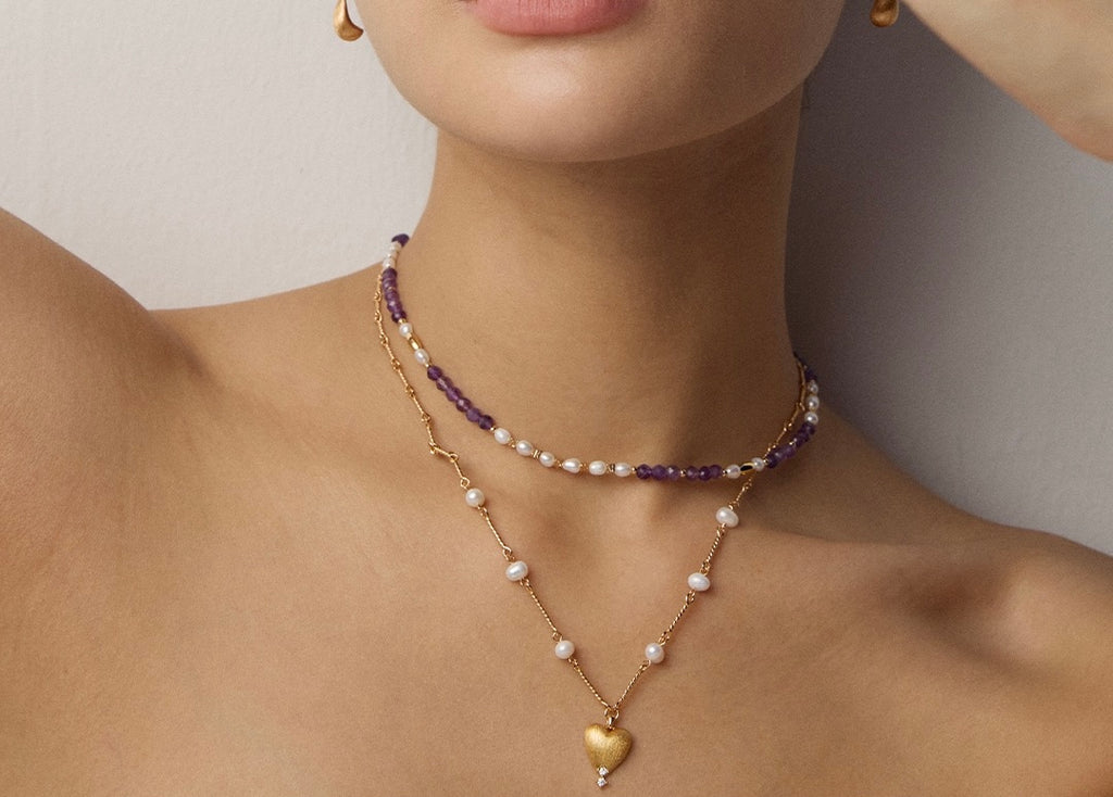S925 Sterling Silver Minimal Pearl Heart Necklace | Elegant Matte Pendant