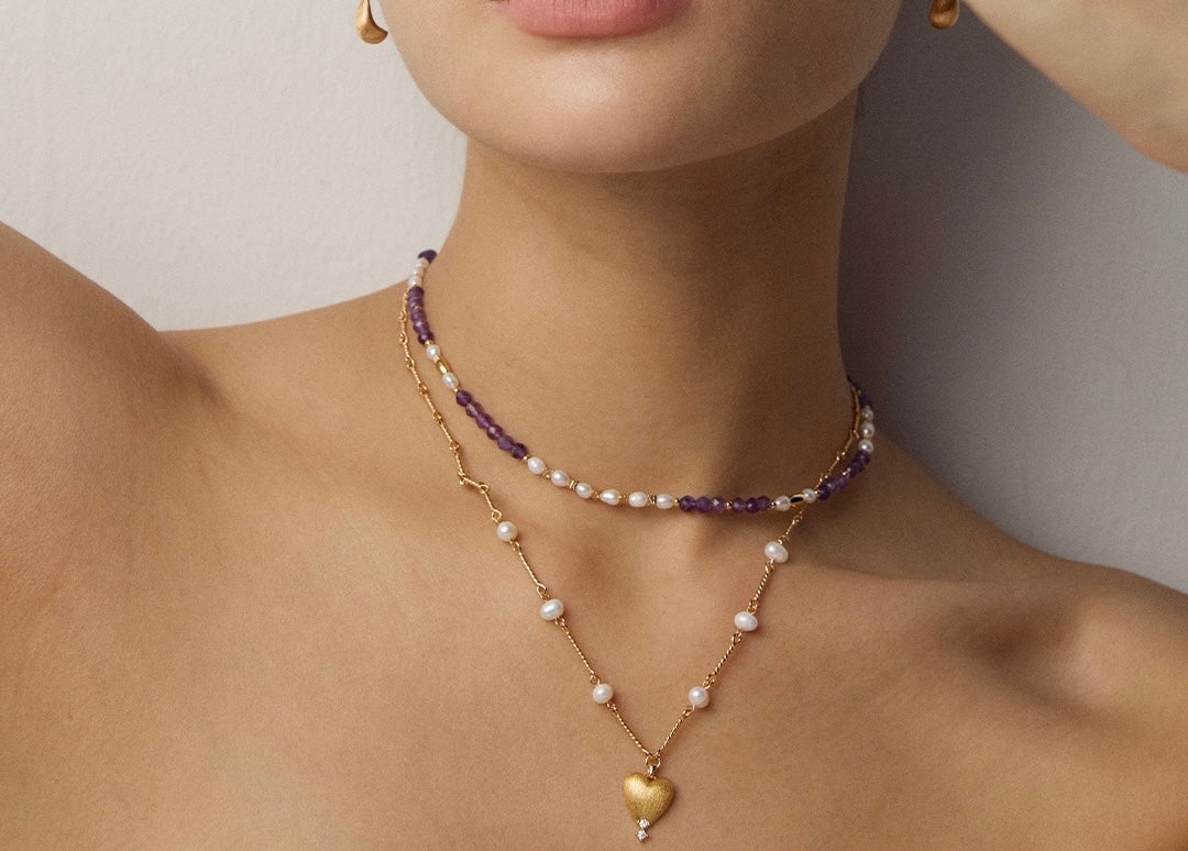 S925 Sterling Silver Minimal Pearl Heart Necklace | Elegant Matte Pendant