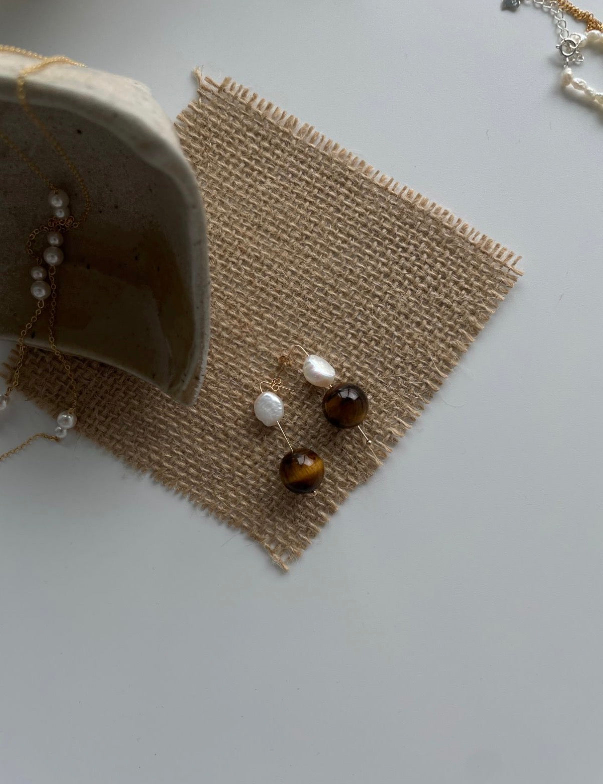 Amber & Pearl Drop Earrings