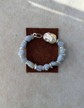 Natural Blue-Purple Stone Bracelet with Statement Baroque Pearl - Sterling Silver