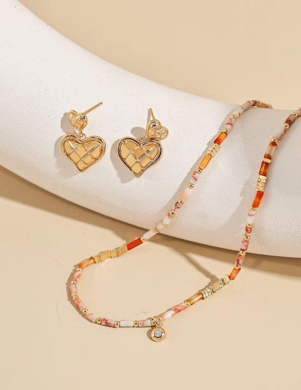S925 Sterling Silver Autumn-Inspired Necklace | Warm Tones & Jade-Like Beads