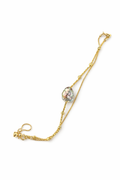 Iridescent Natural Keshi Pearl Double-Layer Bracelet | 18K Gold Plated S925 Silver | Modern Organic Aesthetic