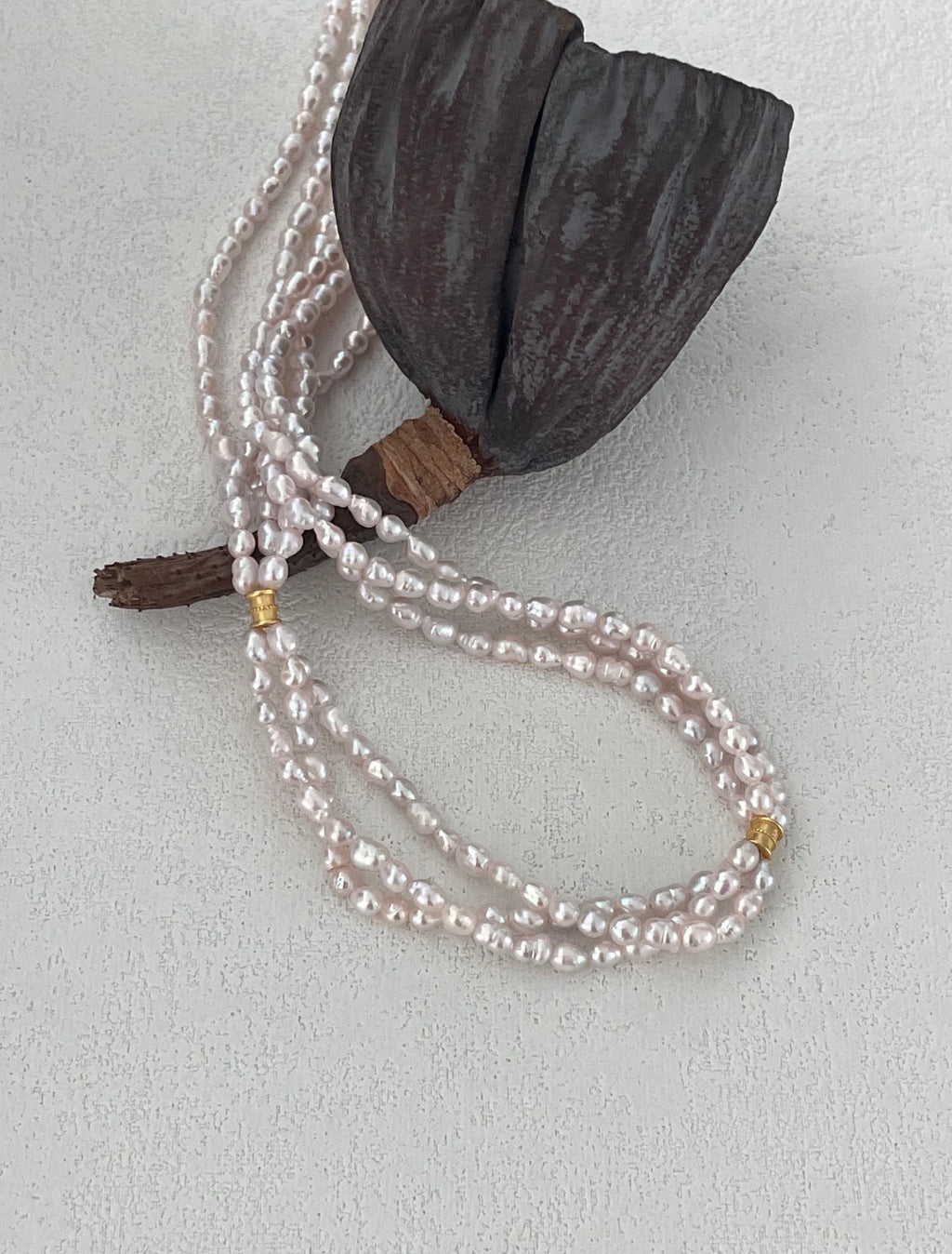 Triple-Layer Fairy Pink Pearl Necklaces Sterling Silver