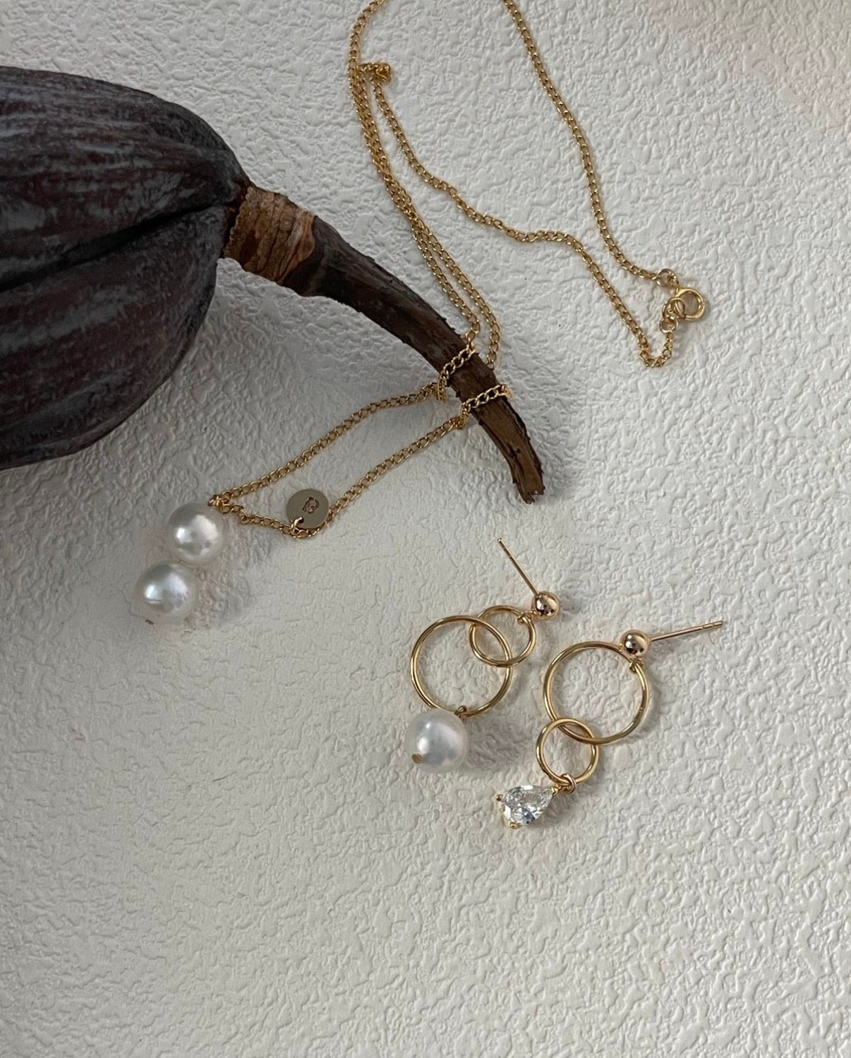 Galaxy Asymmetric Drop Earrings Sterling Silver Natural Pearl