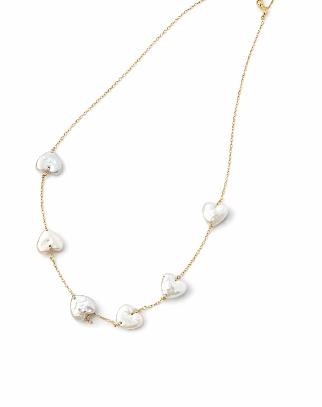 Floating Heart Baroque Pearl Necklace | 14K Gold Filled Chain | Romantic Station Necklace