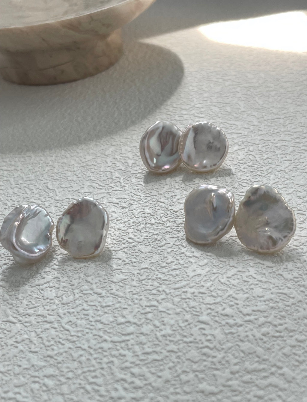 Baroque Petal Pearl Stud Earrings Sterling Silver