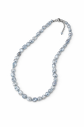 Natural "Blue Blood" Baroque Pearl Necklace | S925 Sterling Silver | Iridescent Icy Blue Luster