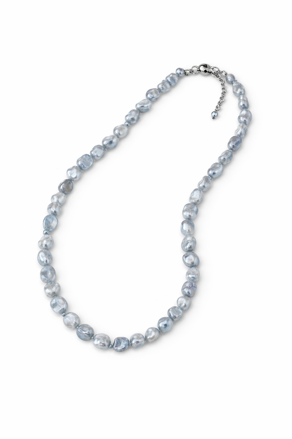 Natural "Blue Blood" Baroque Pearl Necklace | S925 Sterling Silver | Iridescent Icy Blue Luster