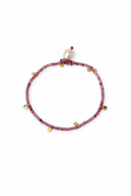 Natural Pink Tourmaline Beaded Bracelet | 18K Gold Vermeil Accents | Baroque Pearl Charm