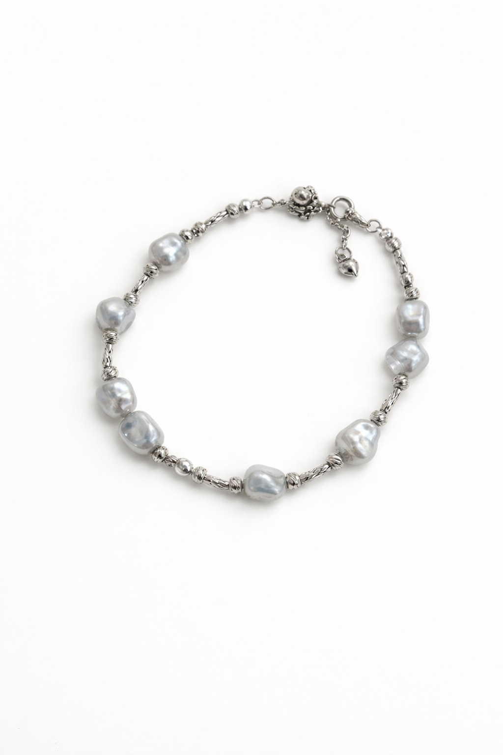 Natural Blue Baroque Pearl Bracelet in Sterling Silver