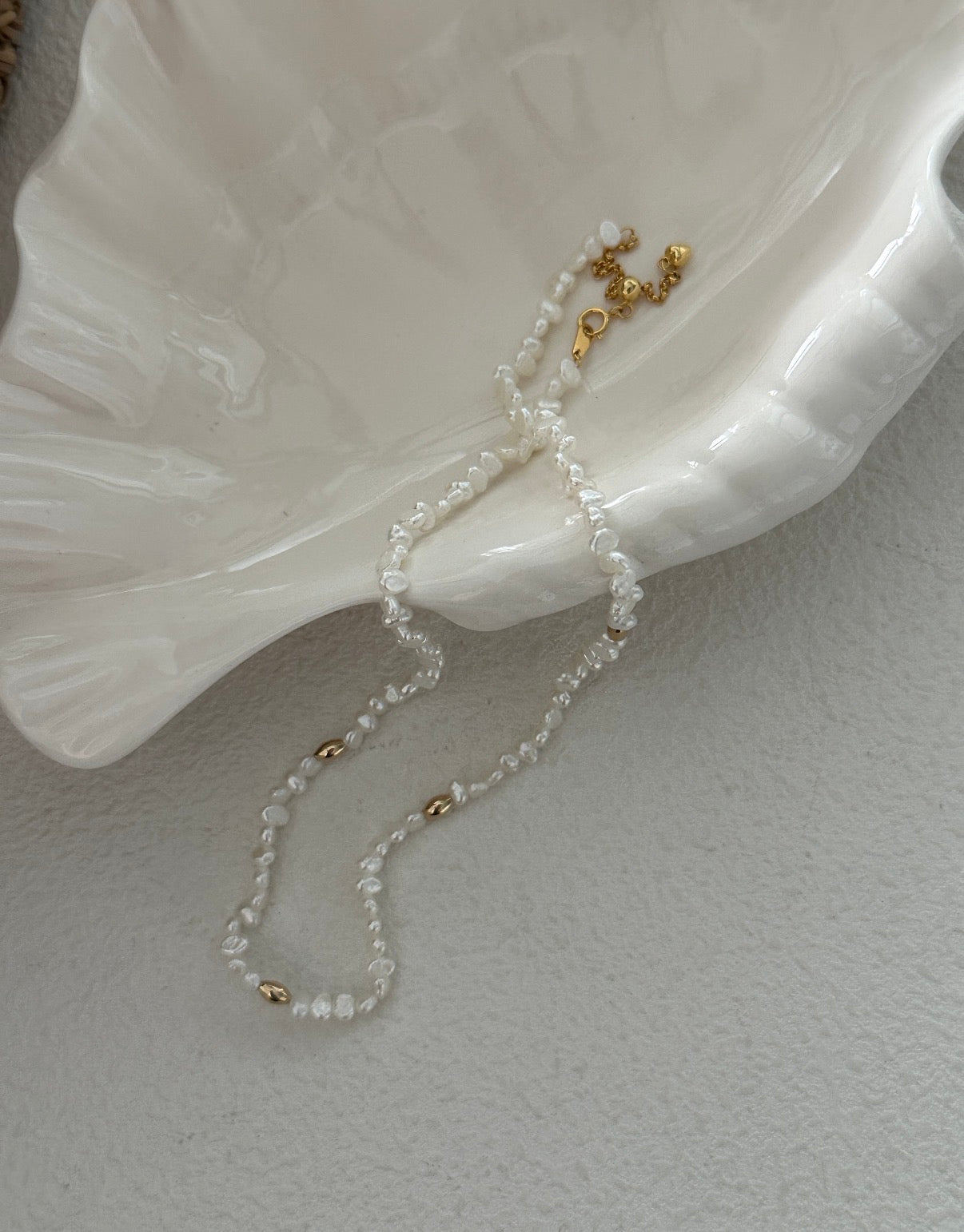 Mini "Baby" Golden Bead Pearl Necklaces Sterling Silver