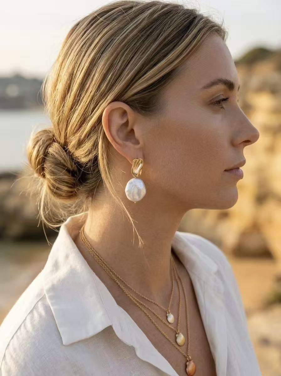 The Gilded Coin Baroque Pearl Drop Earrings