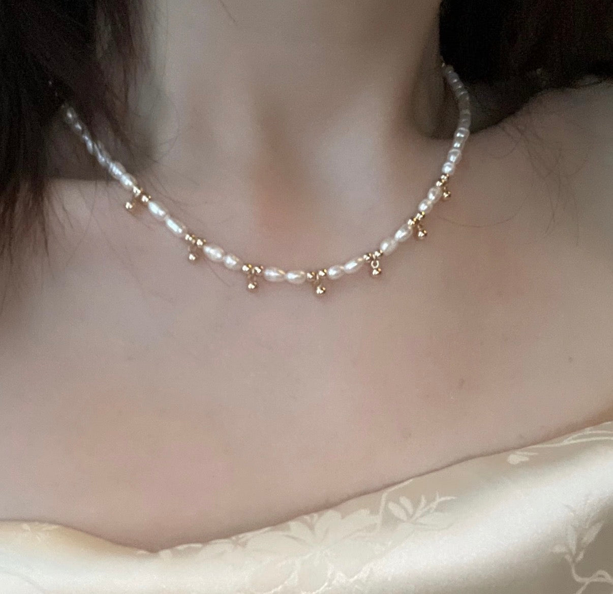 Jingle Bell Pearl Choker Sterling Silver
