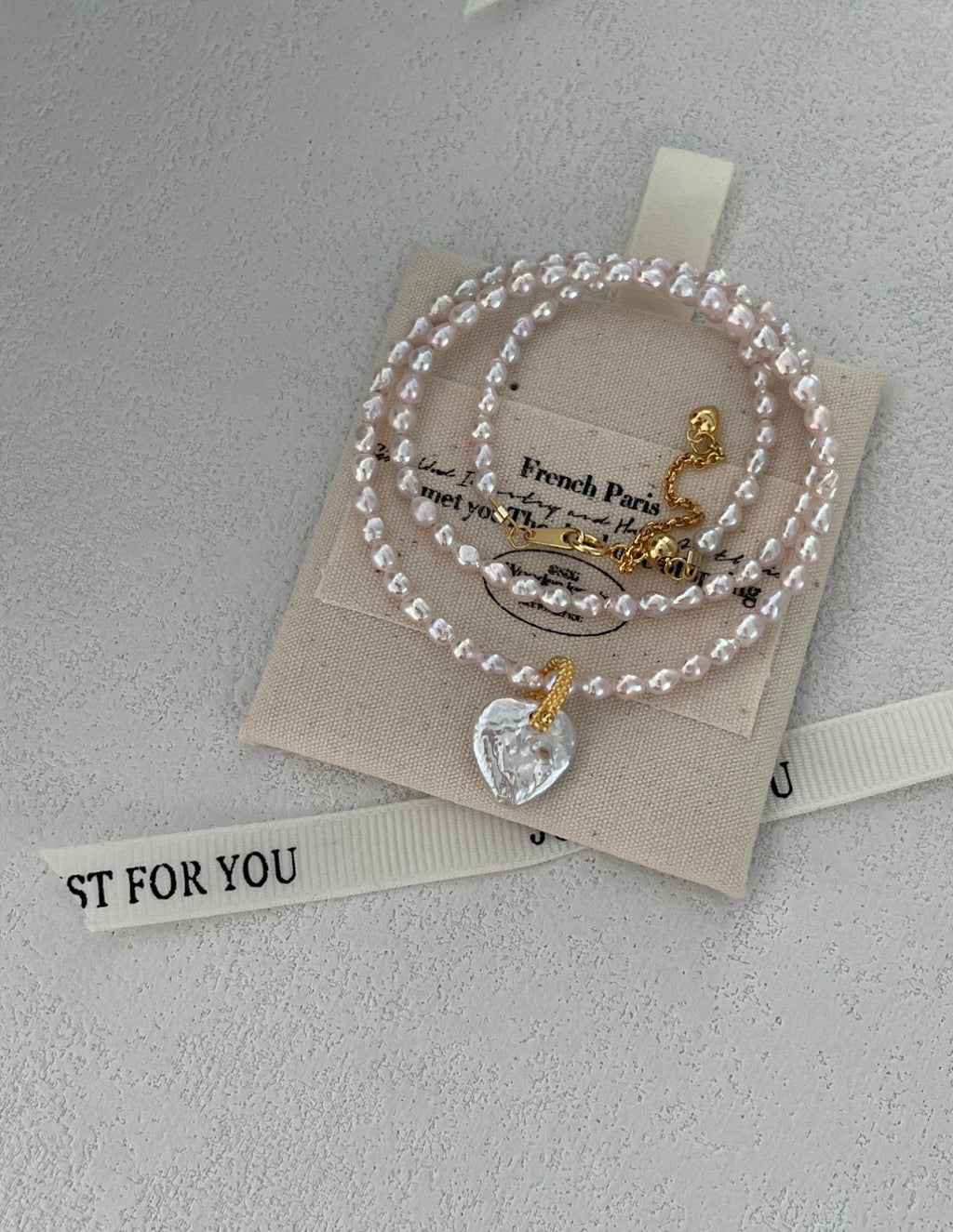 Fairy Pink Heart Pearl Necklaces Sterling Silver