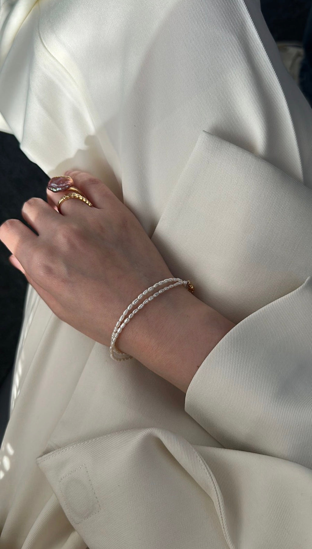 Double-Layer Seed Keshi Pearl Bracelet - 14K Gold Filled Accents