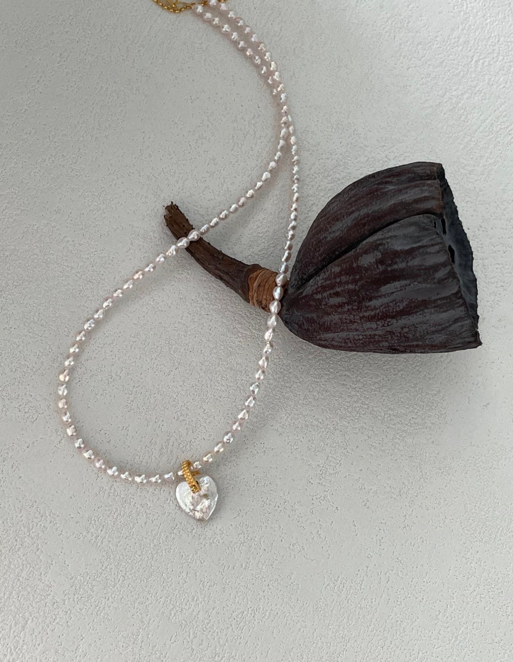 Fairy Pink Heart Pearl Necklaces Sterling Silver