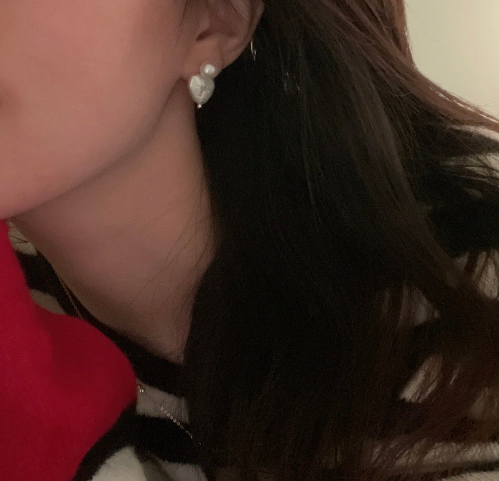 Baroque Heart & Pearl Studs