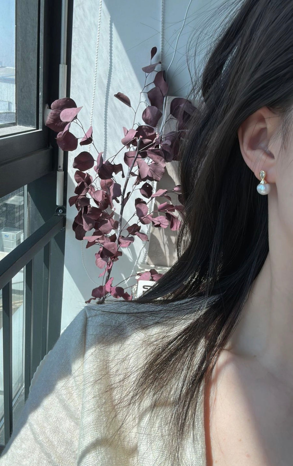 Wine Bottle Pearl Stud Earrings Sterling Silver
