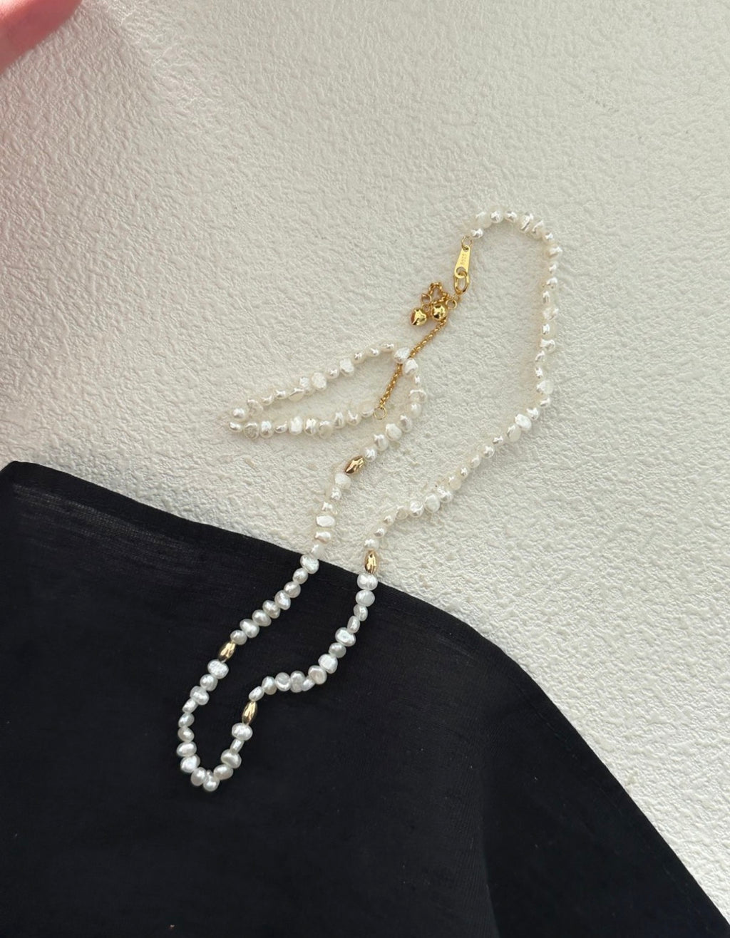 Mini "Baby" Golden Bead Pearl Necklaces Sterling Silver