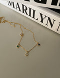 Four-Color Zircon Station Necklaces Sterling Silver