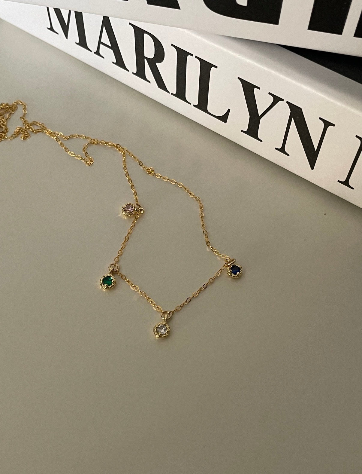 Four-Color Zircon Station Necklaces Sterling Silver