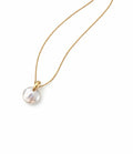 Luminous Coin Pearl Solitaire Necklace | 14K Gold Filled Chain | Minimalist Elegance
