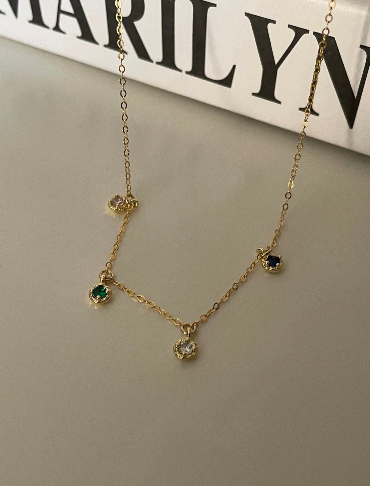 Four-Color Zircon Station Necklaces Sterling Silver
