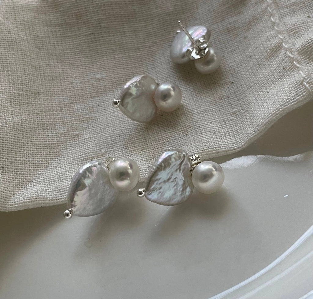 Baroque Heart & Pearl Studs