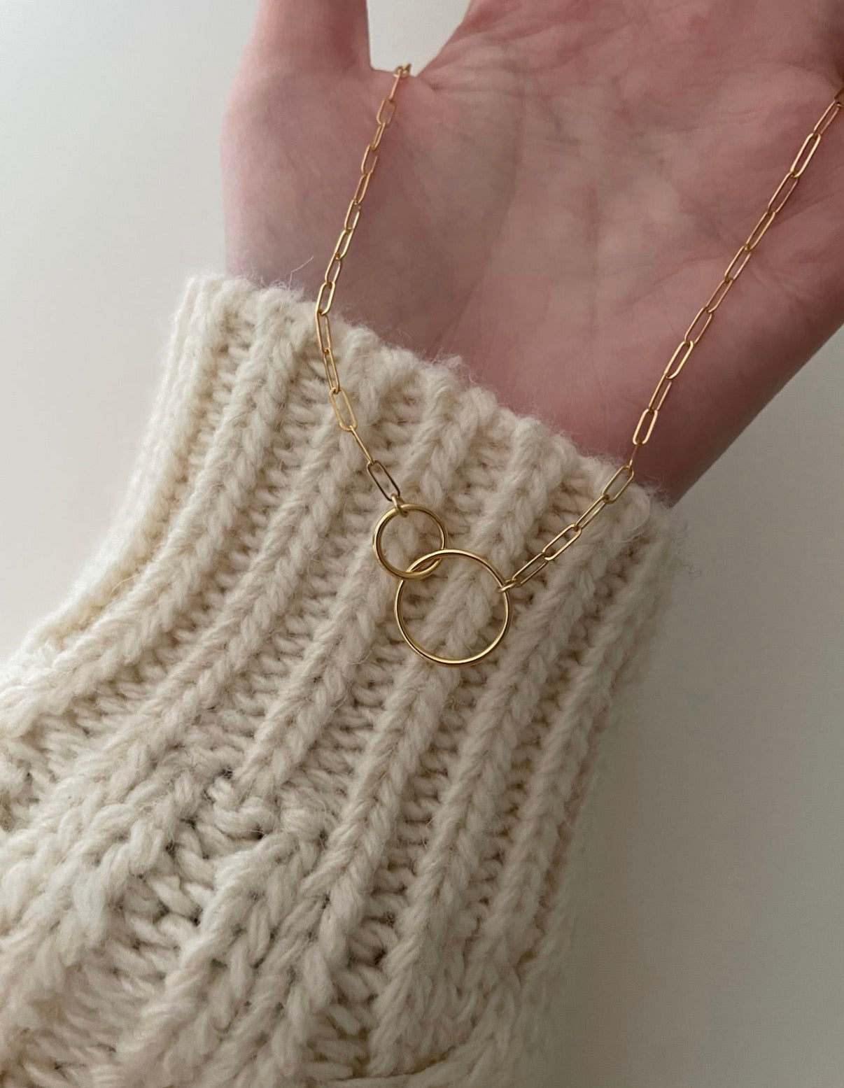 Interlocking Double Circle Station Necklace Sterling Silver