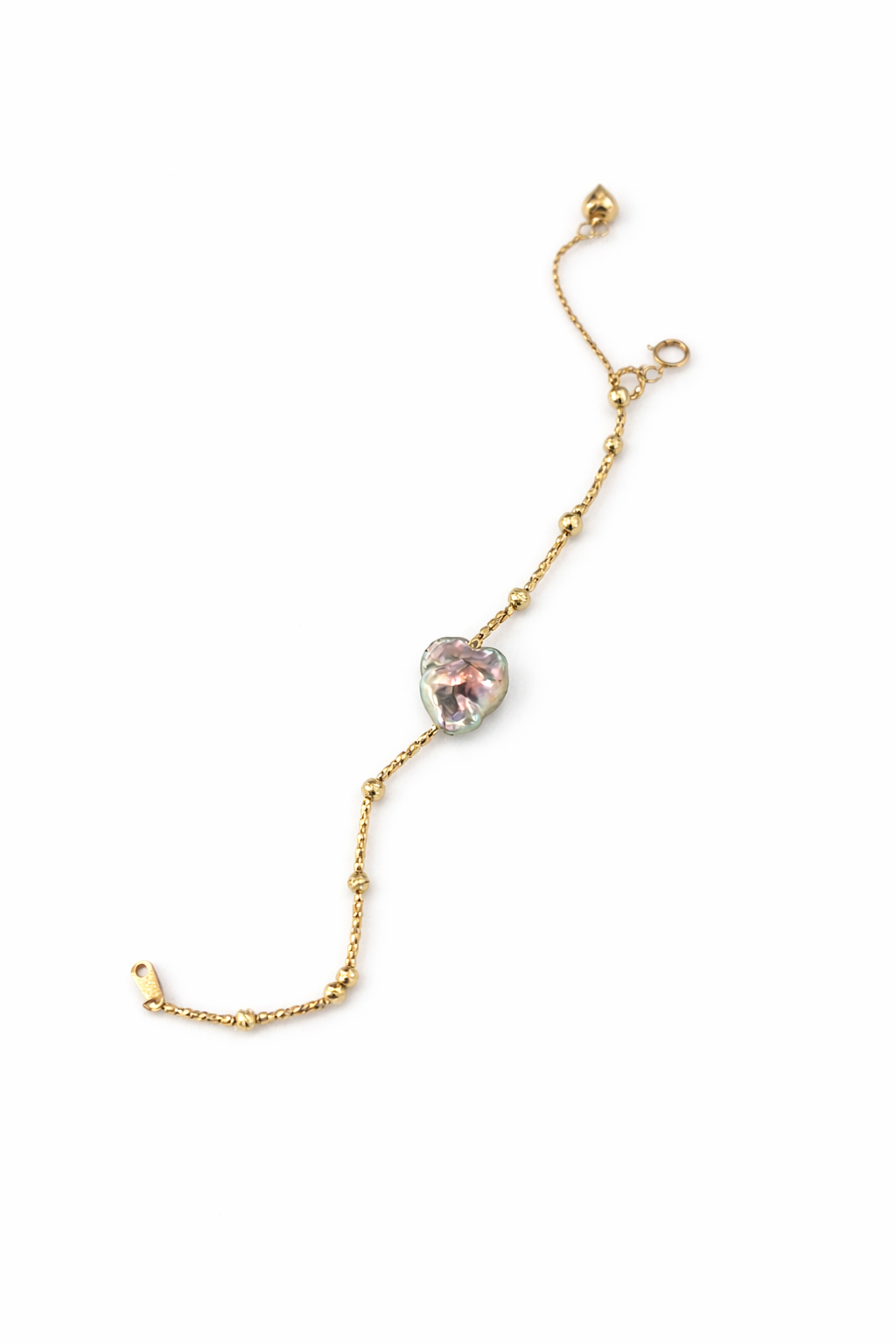 Iridescent Natural Keshi Pearl Double-Layer Bracelet | 18K Gold Plated S925 Silver | Modern Organic Aesthetic