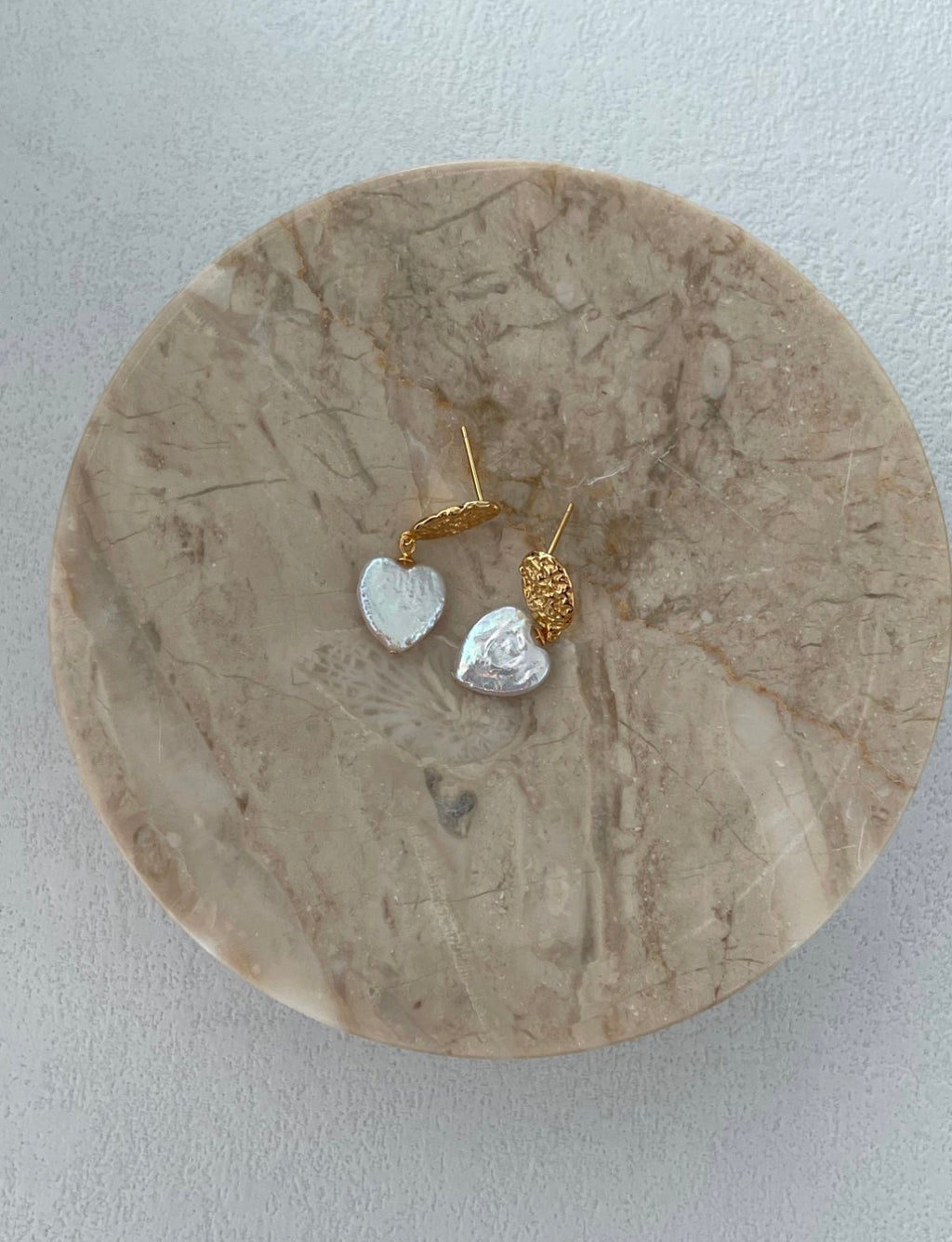 Vintage Heart Gold Earrings Sterling Silver