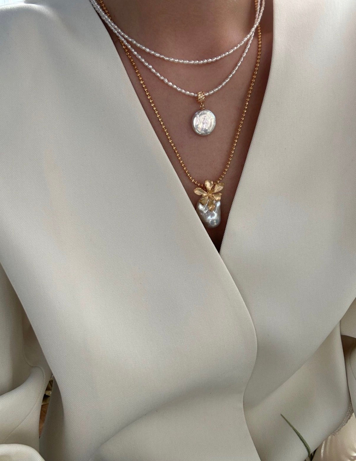 Golden Bloom Baroque Pearl Necklace - 18K Gold Vermeil