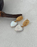 Vintage Heart Gold Earrings Sterling Silver