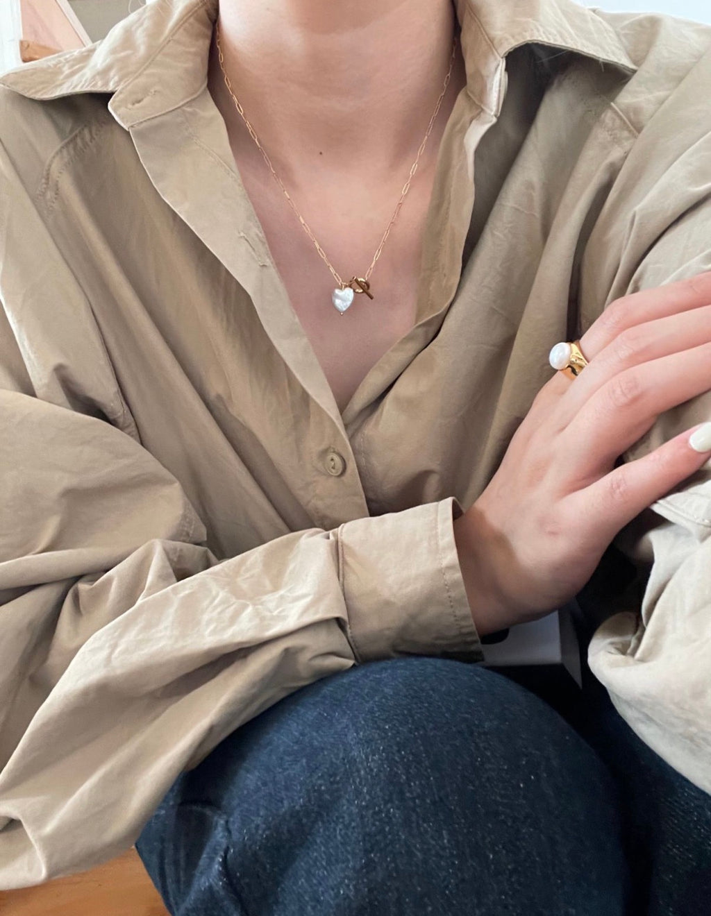Baroque Heart Pearl Toggle Choker