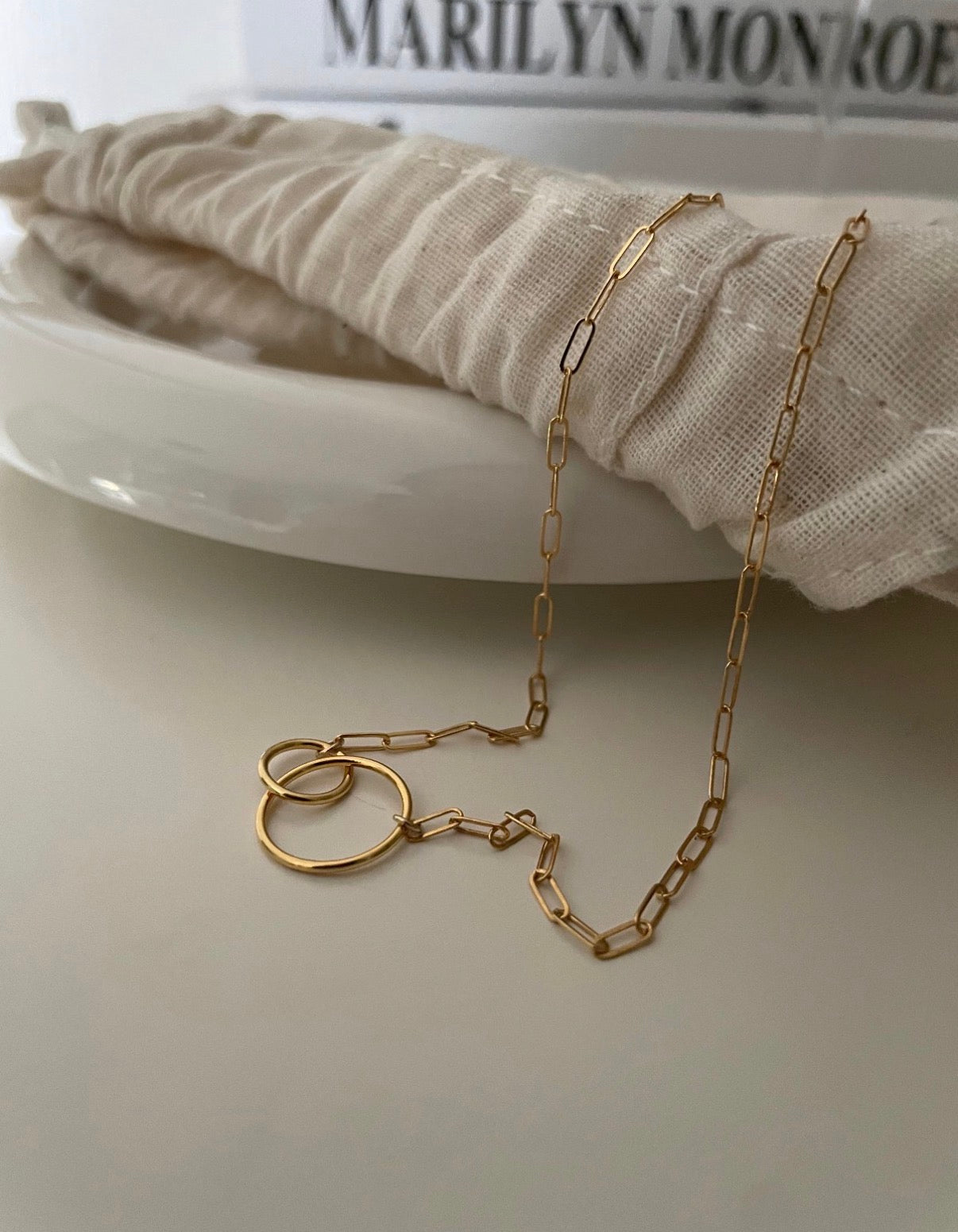 Interlocking Double Circle Station Necklace Sterling Silver
