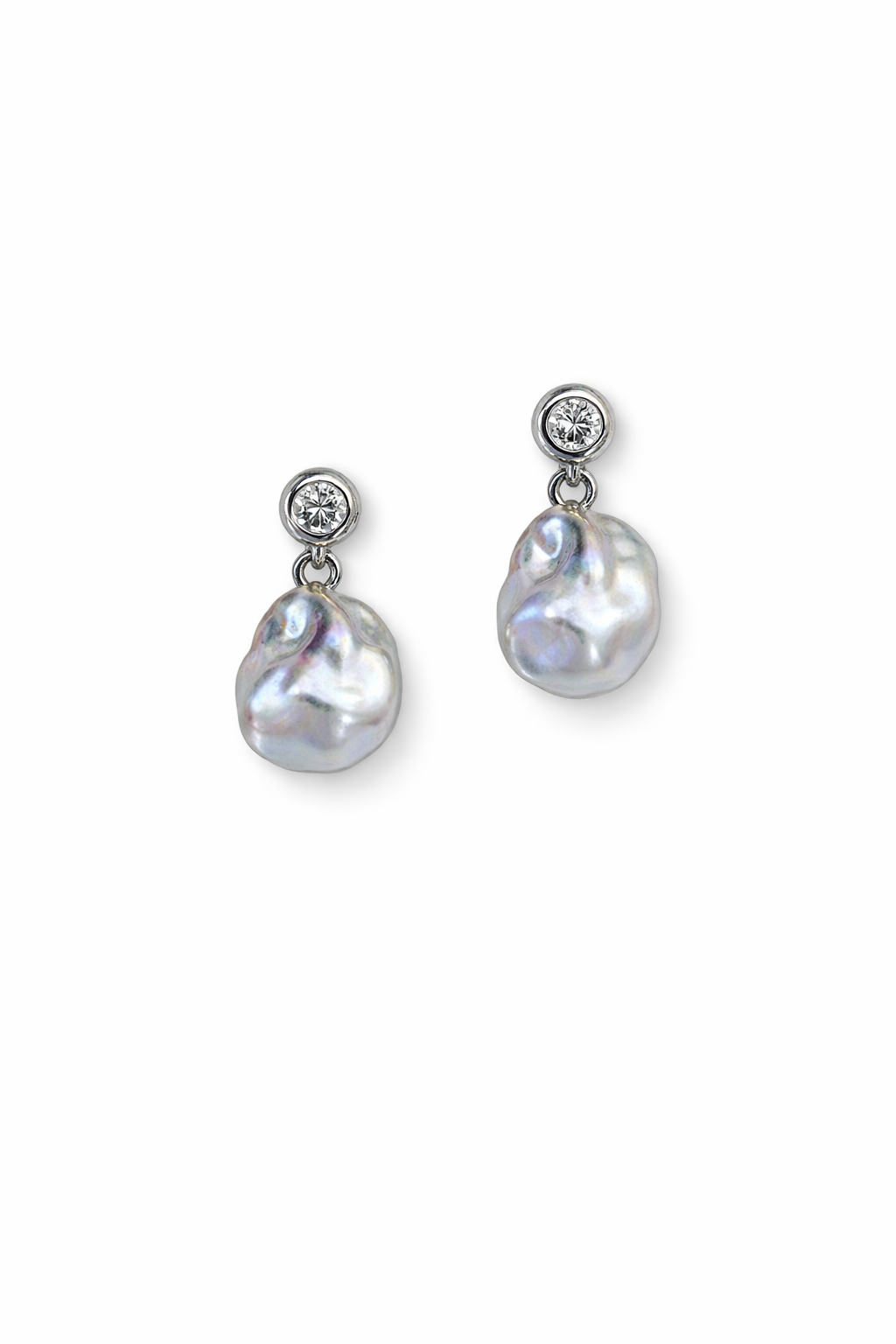 Blue Blood" Baroque Pearl Drop Earrings | S925 Sterling Silver & Zirconia | Daily Essential