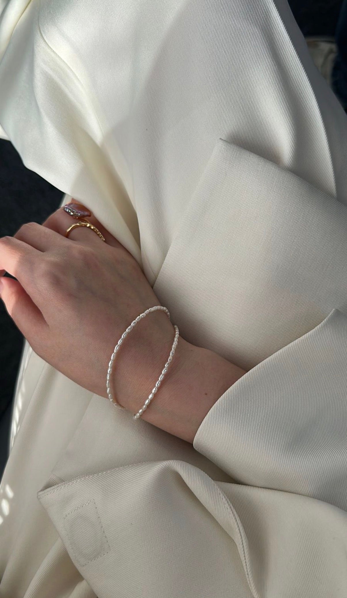 Double-Layer Seed Keshi Pearl Bracelet - 14K Gold Filled Accents