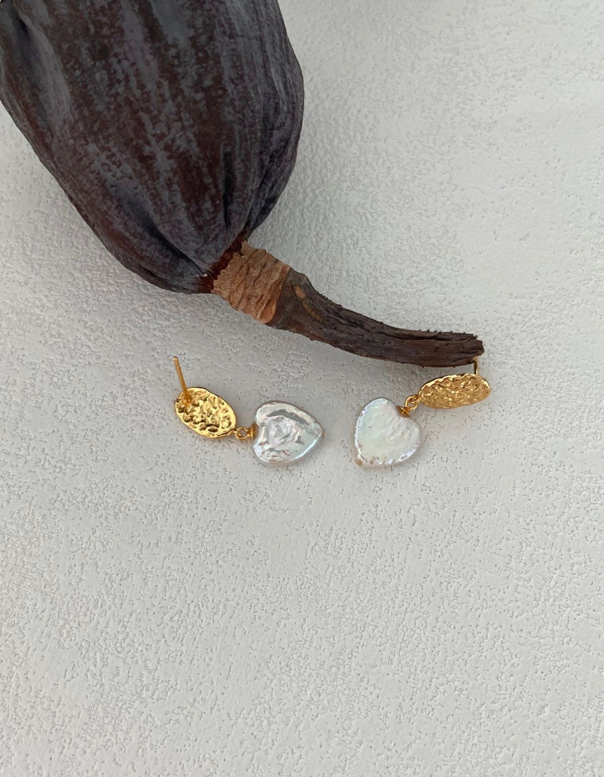 Vintage Heart Gold Earrings Sterling Silver